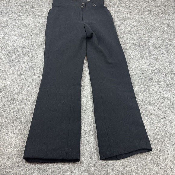 Vtg Peregrine Ski Pants Women 10 Black Bibs Adjustable Wool Blend - Picture 2 of 11